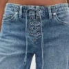 Jeans larghi anni '90 a vita bassa con lacci
