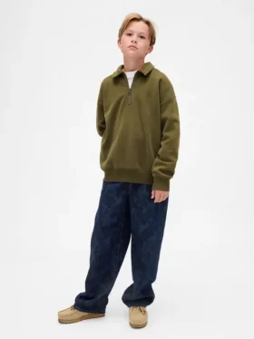 Jeans larghi da bambino in stile mimetico