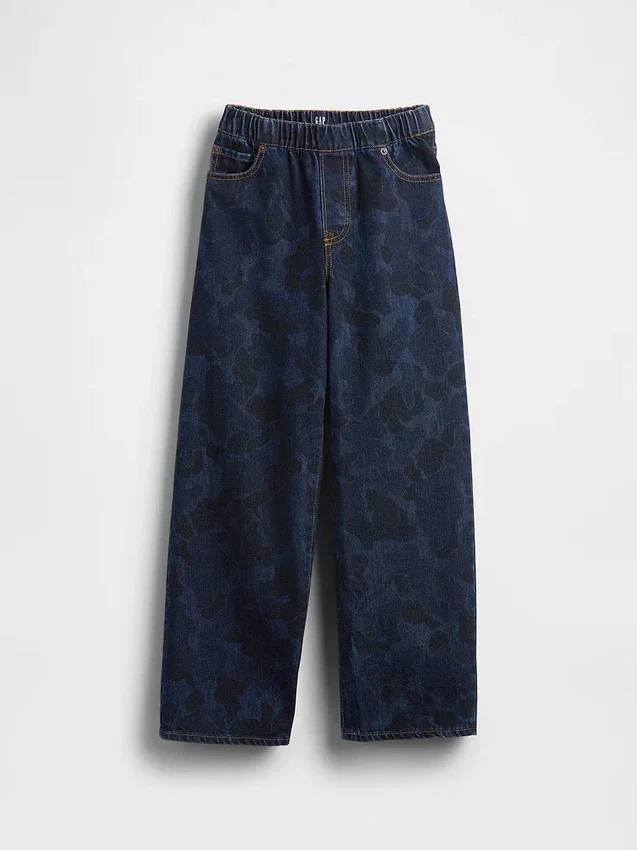 Jeans larghi da bambino in stile mimetico