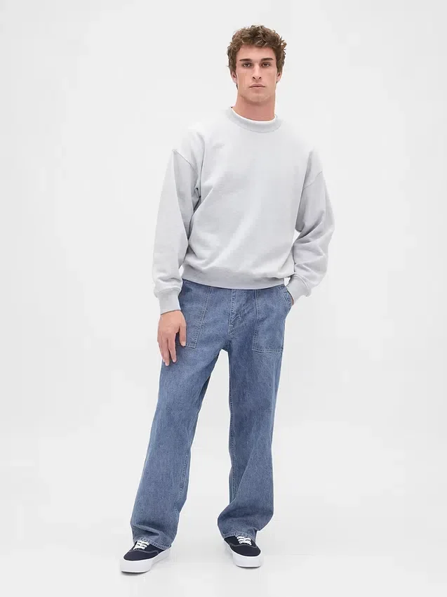 Jeans larghi in chambray pesante
