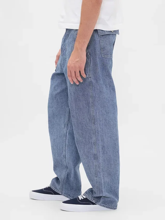 Jeans larghi in chambray pesante