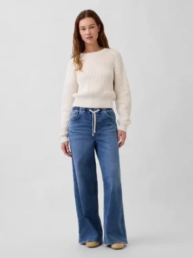 Jeans larghi in maglia a vita media