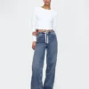 Jeans larghi in maglia a vita media