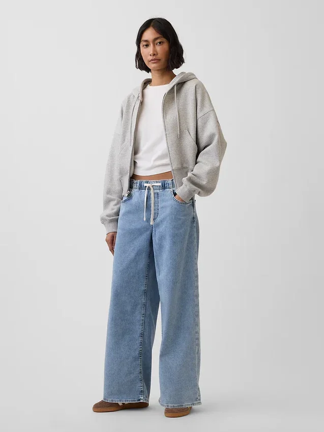Jeans larghi in maglia a vita media