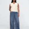 Jeans larghi in maglia a vita media