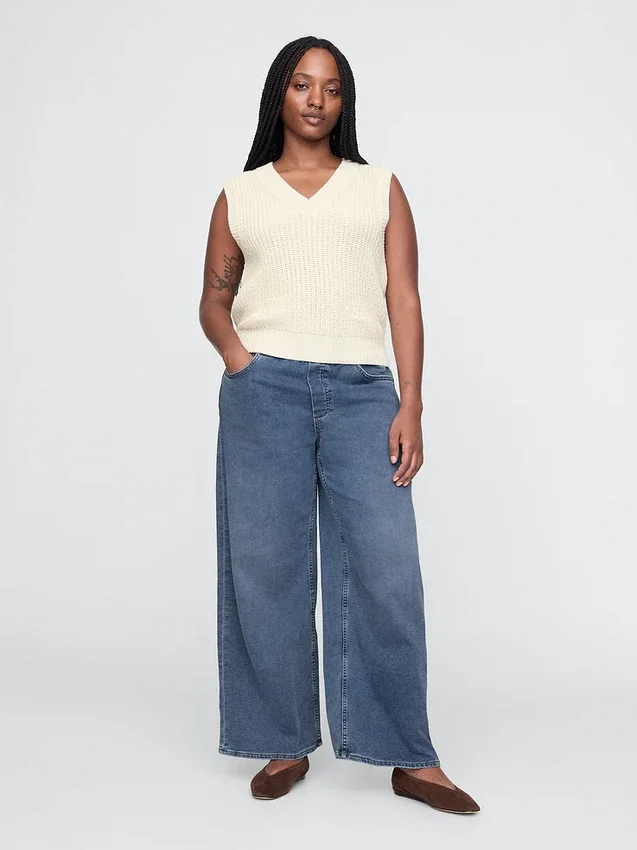 Jeans larghi in maglia a vita media