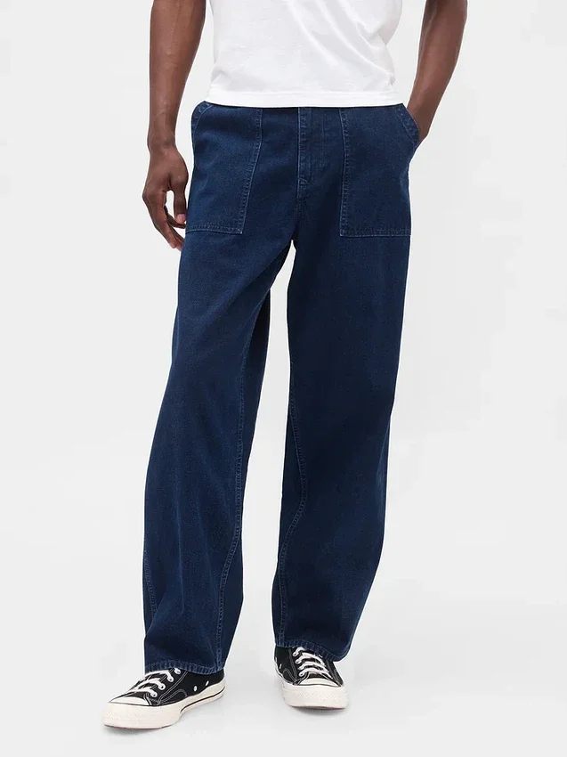 Jeans larghi in tela