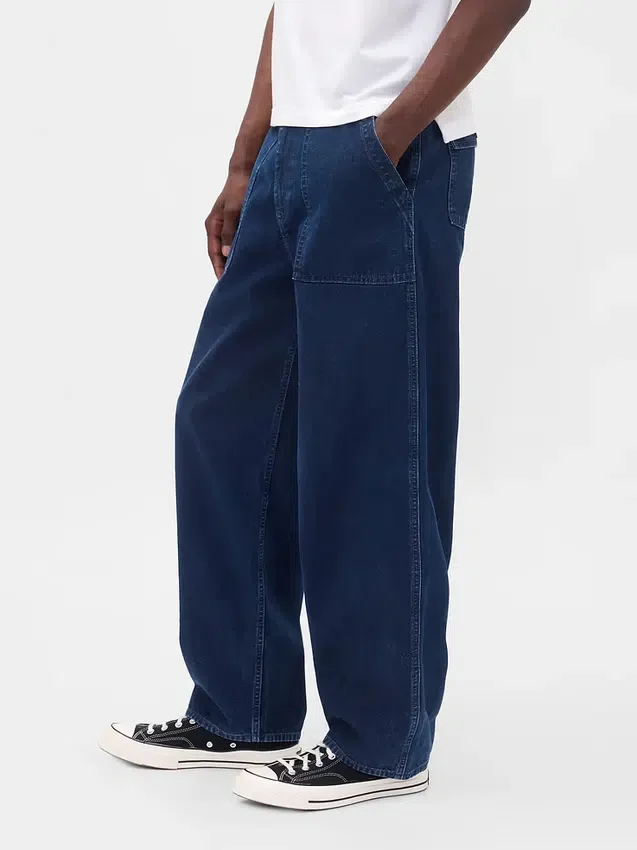 Jeans larghi in tela