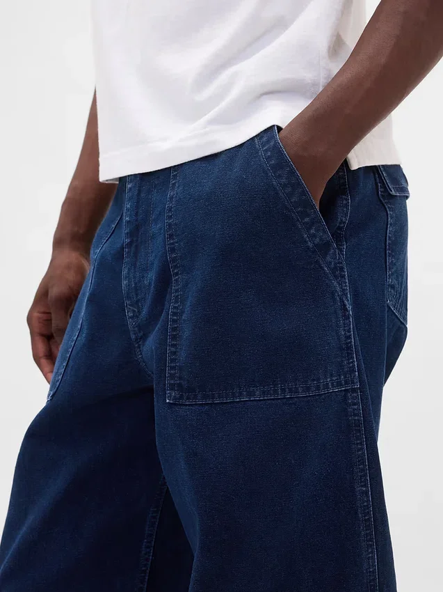 Jeans larghi in tela