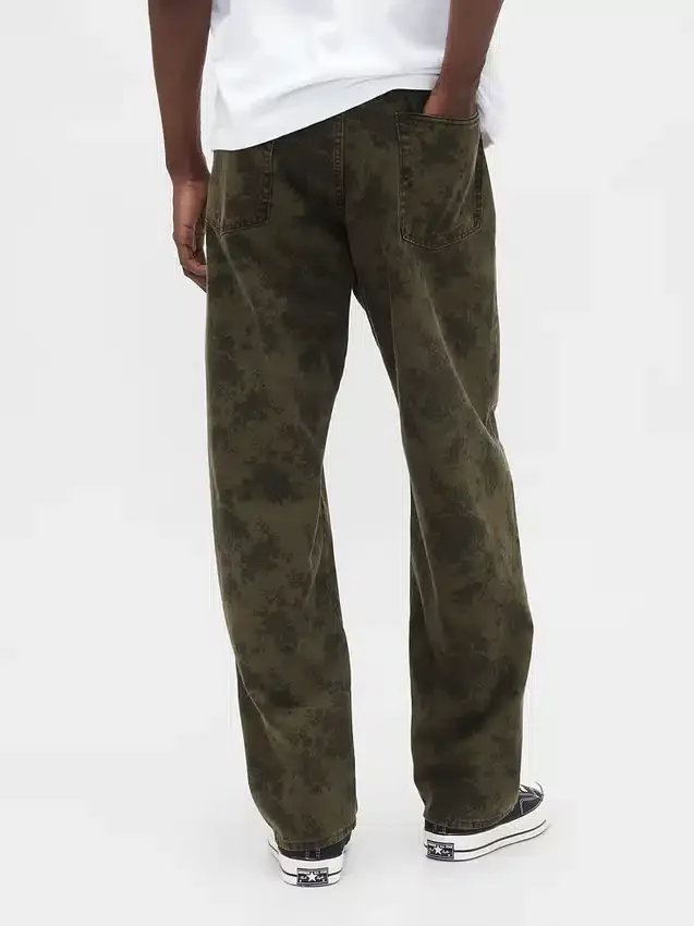 Jeans larghi in tela a motivi floreali