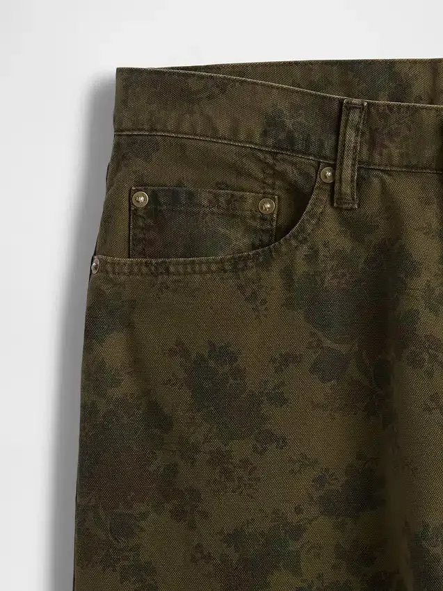Jeans larghi in tela a motivi floreali