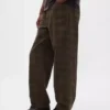 Jeans larghi in tela a quadri