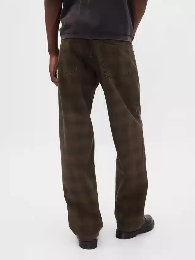 Jeans larghi in tela a quadri