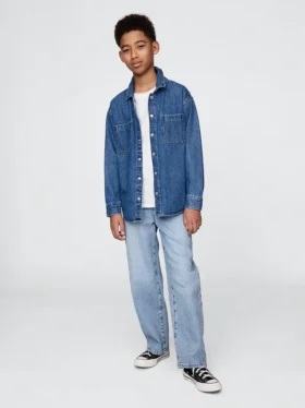 Jeans larghi ultrasoft da bambino senza bottoni