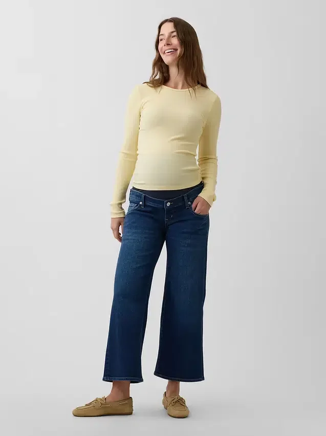 Jeans premaman a gamba larga con pannello intero