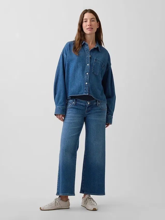 Jeans premaman a gamba larga con pannello intero