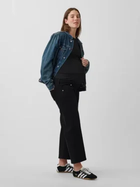 Jeans premaman a gamba larga con pannello intero