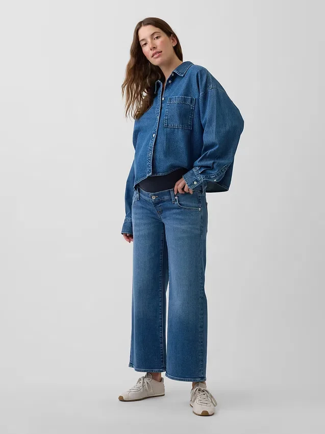 Jeans premaman a gamba larga con pannello intero