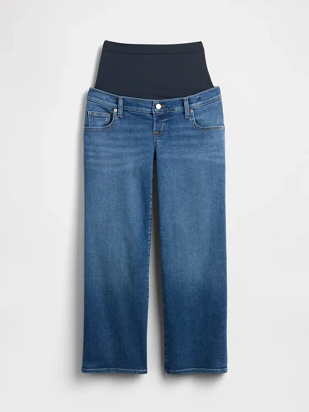 Jeans premaman a gamba larga con pannello intero