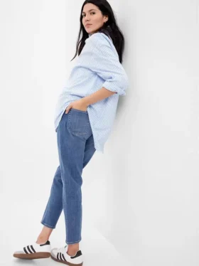 Jeans premaman a vita alta dritti con inserto laterale