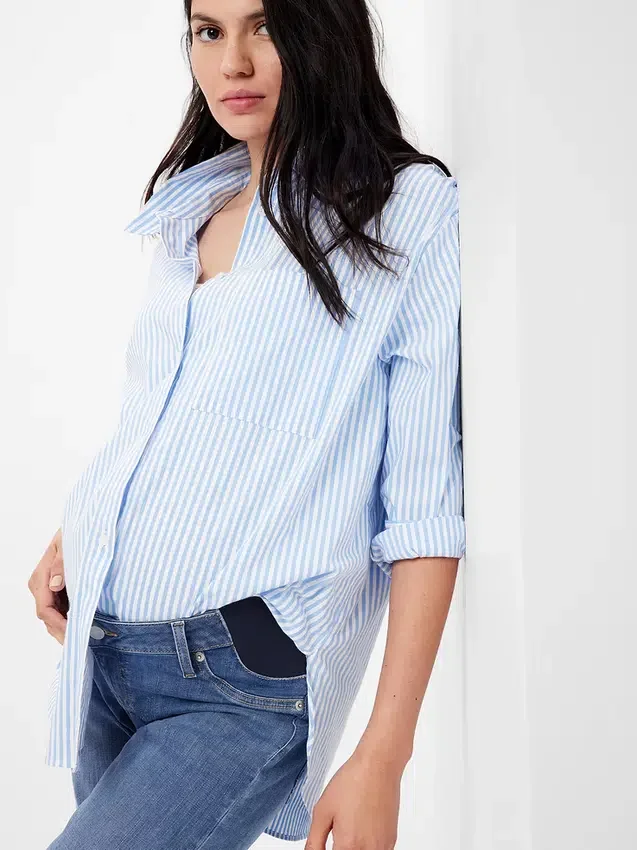 Jeans premaman a vita alta dritti con inserto laterale