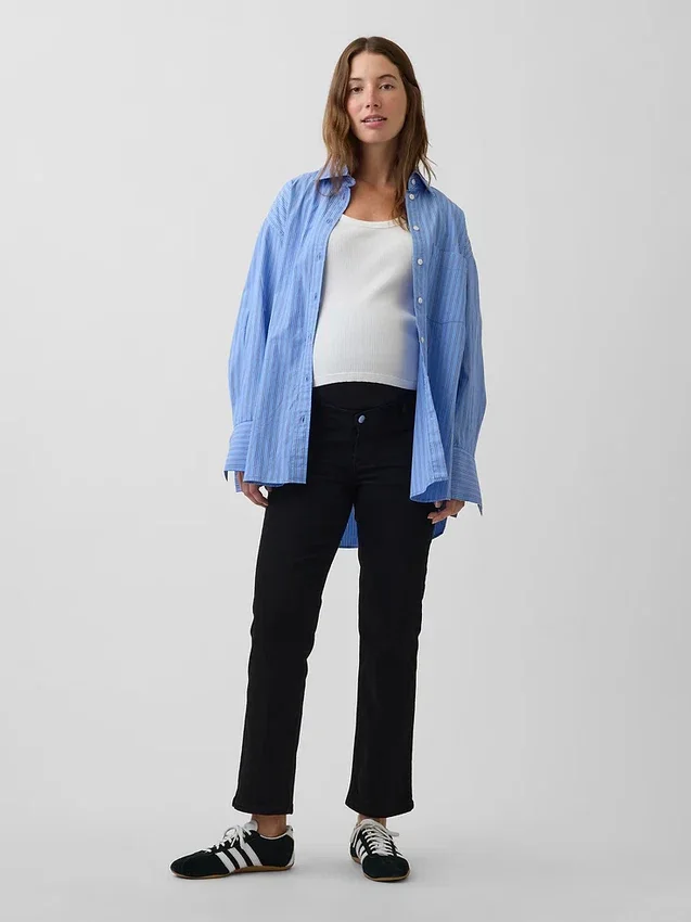 Jeans premaman a vita alta, slim, dritti e corti in stile anni '90