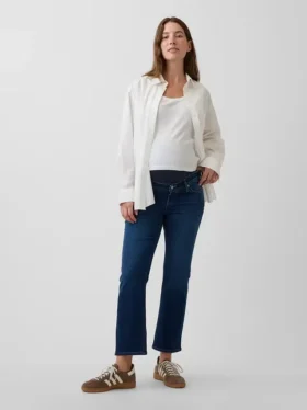 Jeans premaman a vita alta, slim, dritti e corti in stile anni '90
