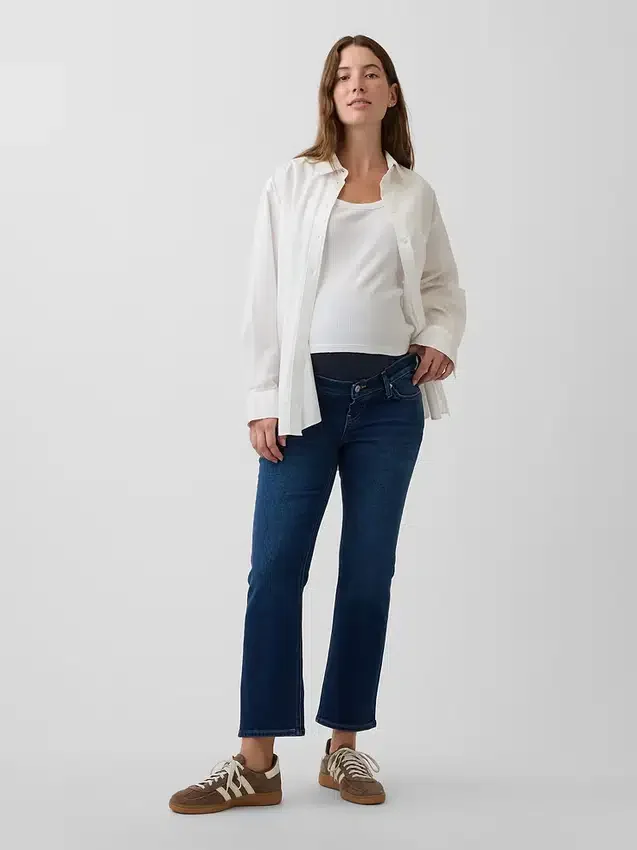 Jeans premaman a vita alta, slim, dritti e corti in stile anni '90