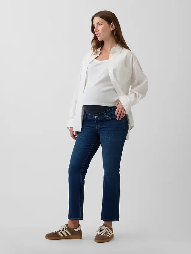 Jeans premaman a vita alta, slim, dritti e corti in stile anni '90
