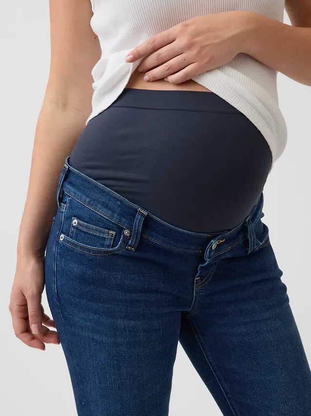 Jeans premaman a vita alta, slim, dritti e corti in stile anni '90