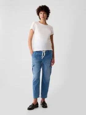 Jeans premaman cargo con pannello intero
