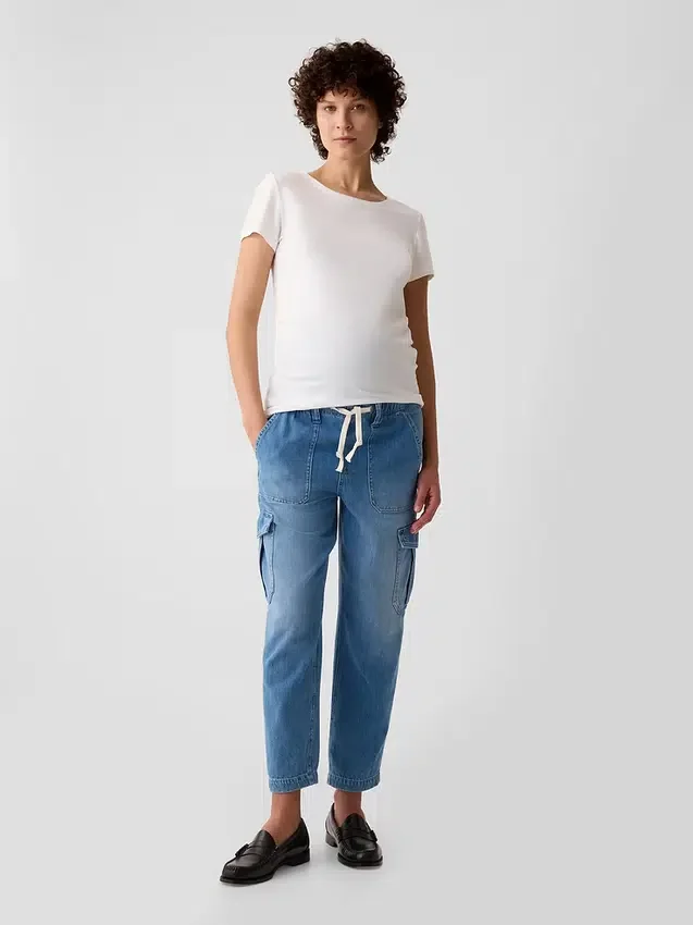 Jeans premaman cargo con pannello intero