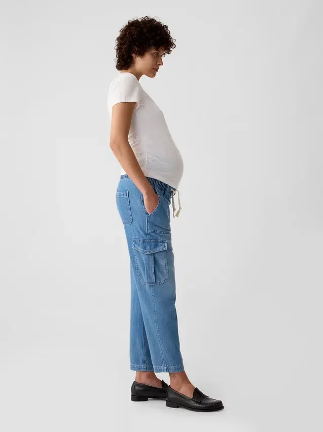 Jeans premaman cargo con pannello intero