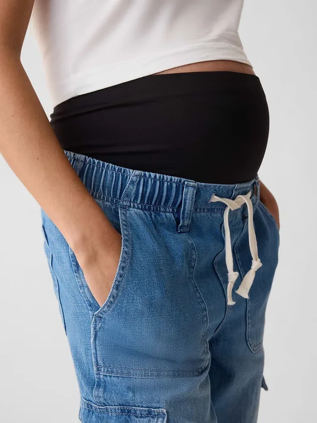 Jeans premaman cargo con pannello intero