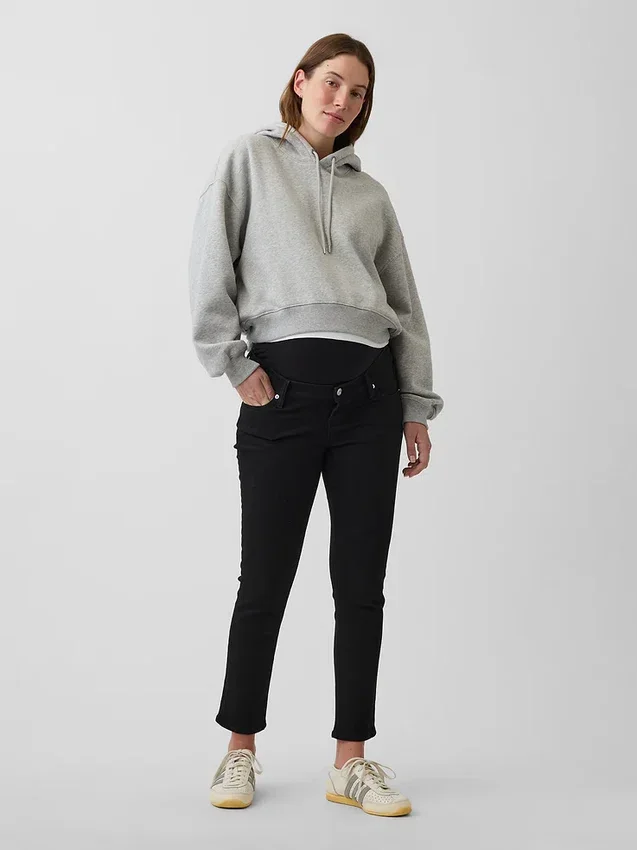 Jeans premaman slim a pannello intero