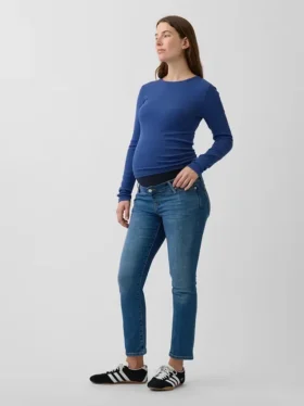 Jeans premaman slim a pannello intero