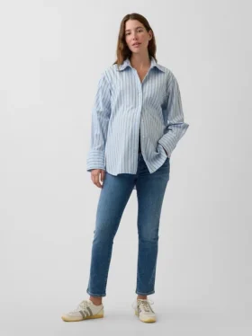 Jeans premaman slim a pannello intero