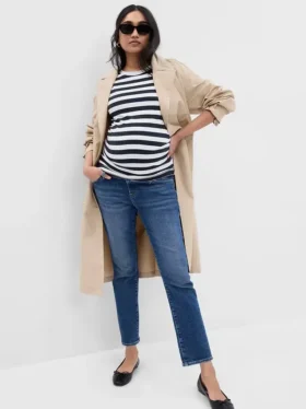 Jeans premaman slim vintage a pannello intero