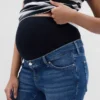 Jeans premaman slim vintage a pannello intero