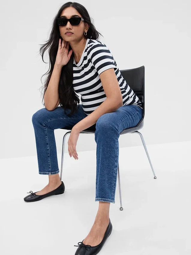 Jeans premaman slim vintage a pannello intero