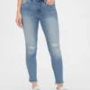 Jeans skinny alla caviglia a vita media con effetto consumato