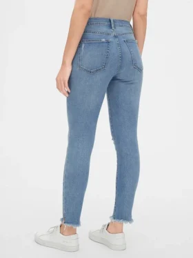 Jeans skinny alla caviglia a vita media con effetto consumato