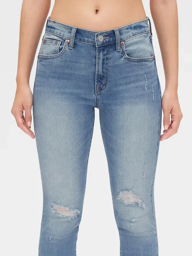 Jeans skinny alla caviglia a vita media con effetto consumato