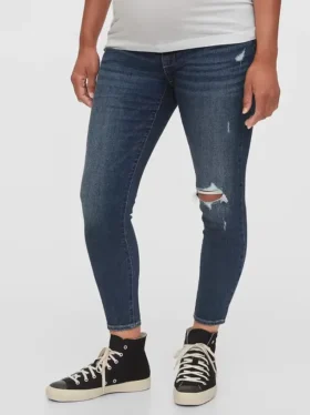 Jeans skinny alla caviglia premaman con inserto