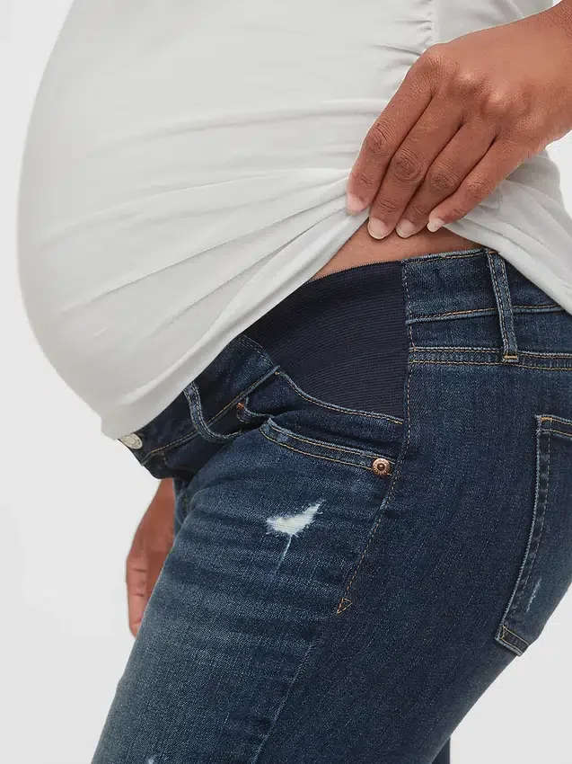 Jeans skinny alla caviglia premaman con inserto