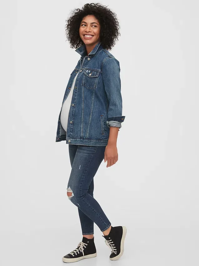 Jeans skinny alla caviglia premaman con inserto
