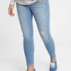 Jeans skinny alla caviglia premaman con vita vera e pannello intero effetto consumato