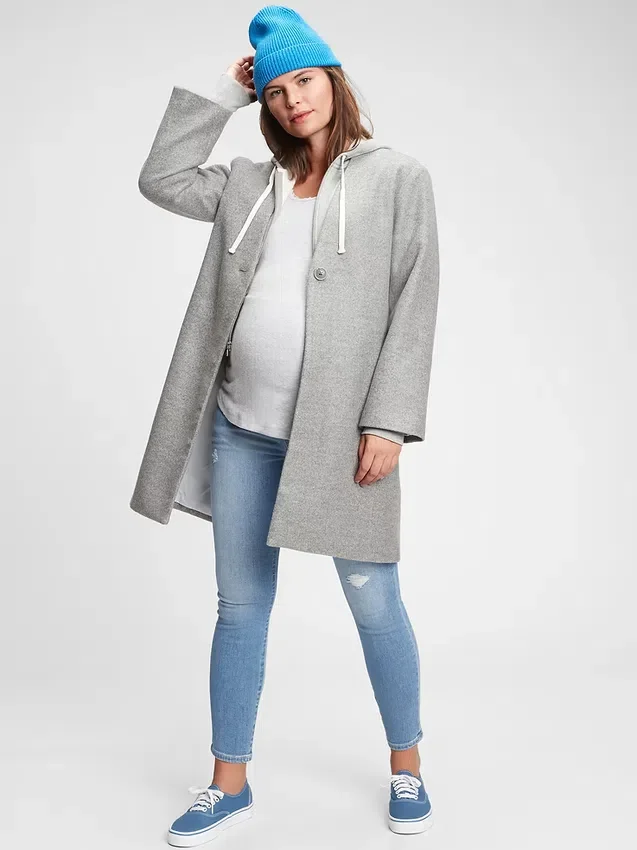 Jeans skinny alla caviglia premaman con vita vera e pannello intero effetto consumato