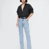 Jeans slim a gamba dritta a vita alta in stile anni ’90