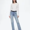 Jeans slim a gamba dritta a vita alta in stile anni ’90